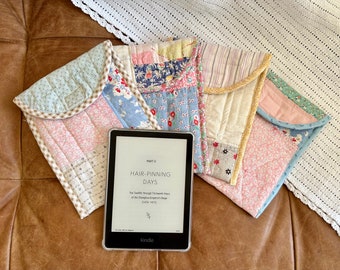 Boho Florals Quilted Kindle Cutie Sleeve - sewn from vintage quilts and fabrics! Each unique, perfect gift for the book lover in your life