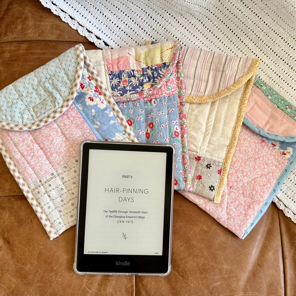 Boho Florals Quilted Kindle Cutie Sleeve - sewn from vintage quilts and fabrics! Each unique, perfect gift for the book lover in your life