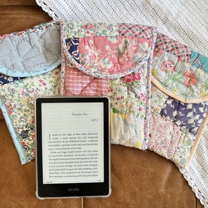 Cottage  Florals Quilted Kindle Cutie Sleeve - sewn from 1930s vintage quilt and fabrics! Each unique, perfect gift for a book lover