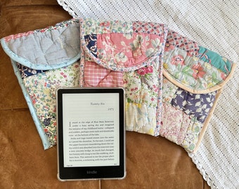 Cottage  Florals Quilted Kindle Cutie Sleeve - sewn from 1930s vintage quilt and fabrics! Each unique, perfect gift for a book lover