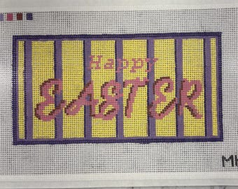 Hand painted HAPPY EASTER needlepoint canvas