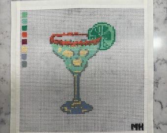 Hand painted SPICY MARG needlepoint canvas