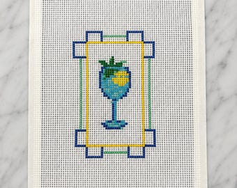Hand-Painted Hugo Spritz Cocktail Needlepoint Canvas (3"x3")