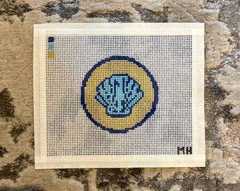Hand-Painted Shell Needlepoint Canvas (3"x3")