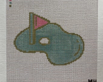 Hand painted THE GREEN needlepoint canvas