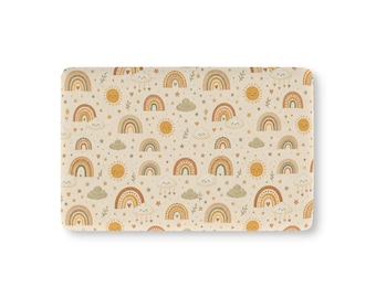 Neutral Rainbow Sun Crib Sheet | Earthy Boho Baby Bedding (28" x 52")