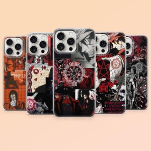 Può includere: Cinque cover per smartphone con grafiche dell'anime Hellsing in rosso, nero e bianco. I design includono illustrazioni di personaggi, simboli a pentagramma, motivi in pizzo e testo come Hellsing e The Bird of Hermes is my name, eating my wings.