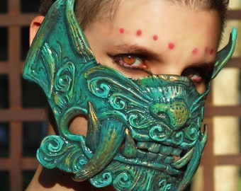 READY TO SHIP Half Mask Oni - Japanese Demon Foam Cosplay Larp