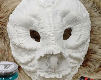 IN STOCK - Blank Resin Owl Mask: DIY Cosplay, Larp, Reinassance - Ready to Paint