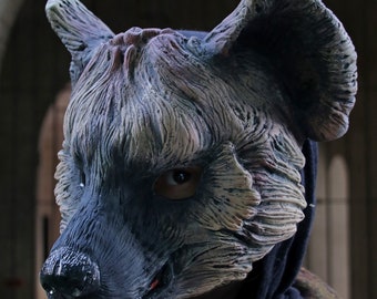 MADE TO ORDER Hyena Resin Mask - Hand-Painted Cosplay Larp Mask
