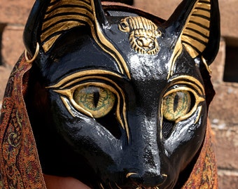 Maschera Bastet REALIZZATA SU ORDINAZIONE - Dea egizia Cosplay Larp