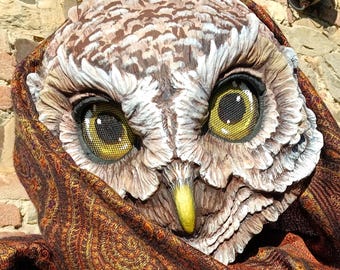 MADE TO ORDER Minerva Owl Mask - Handmade Resin Larp Cosplay Headpiece
