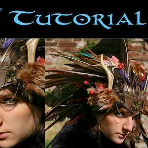 Może przedstawiać: Brązowa skórzana opaska na głowę z metalowymi akcentami i piórami, noszona przez osobę z długimi brązowymi włosami. Opaska jest ozdobiona różnymi piórami, w tym brązowymi, białymi i czarnymi piórami. Opaska ma również kilka małych, okrągłych, brązowych koralików przymocowanych do niej.