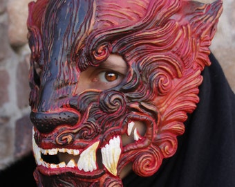 MADE TO ORDER Red Oni Mask - Cyberpunk Samurai Resin Cosplay Larp