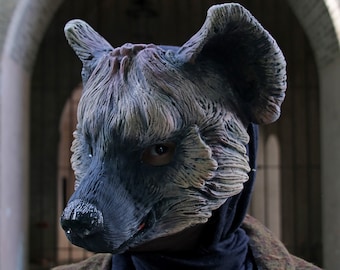 MADE TO ORDER- Hyena mask animal dog beaar brown black renaissance larp cosplay masquerade costume halloween burning man resin shaman