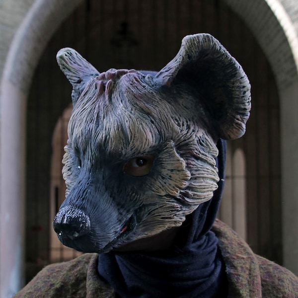 MADE TO ORDER- Hyena mask animal dog beaar brown black renaissance larp cosplay masquerade costume halloween burning man resin shaman