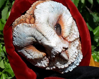 MADE TO ORDER - Barn owl mask in resin fantasy larp pagan costume wicca ritual yule burning man renaissance fest faire bird of prey