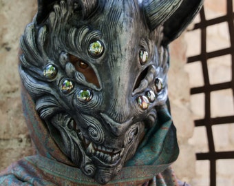 MADE TO ORDER - Kitsune mask japanese silver fox yokai beast costume cosplay larp fantasy renaissance myth resin masquerade ball