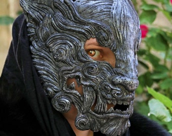 MADE TO ORDER - Silver Oni mask japanese demon ogre cosplay larp renaissance samurai cyberpunk tyger claws yokai hannya masquerade ball