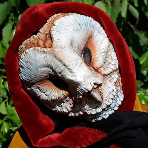 MADE TO ORDER - Barn owl mask in resin fantasy larp pagan costume wicca ritual yule burning man renaissance fest faire bird of prey