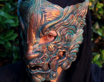 MADE TO ORDER Oxidized Bronze Oni Mask - Japanese Demon Samurai Cyberpunk