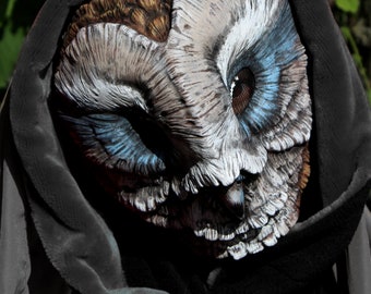 MADE TO ORDER Grey Blue Barn Owl Mask - Larp and Renaissance