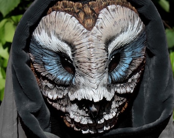 MADE TO ORDER - Barn owl mask in resin fantasy larp pagan costume wicca ritual yule burning man renaissance fest faire bird of prey