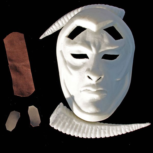 Prêt à expédier - Warhammer solitaireEldarr arlequin masque blanc diy cosplay costume GN fantasy wh40k Arebennian Rillietann renaissance