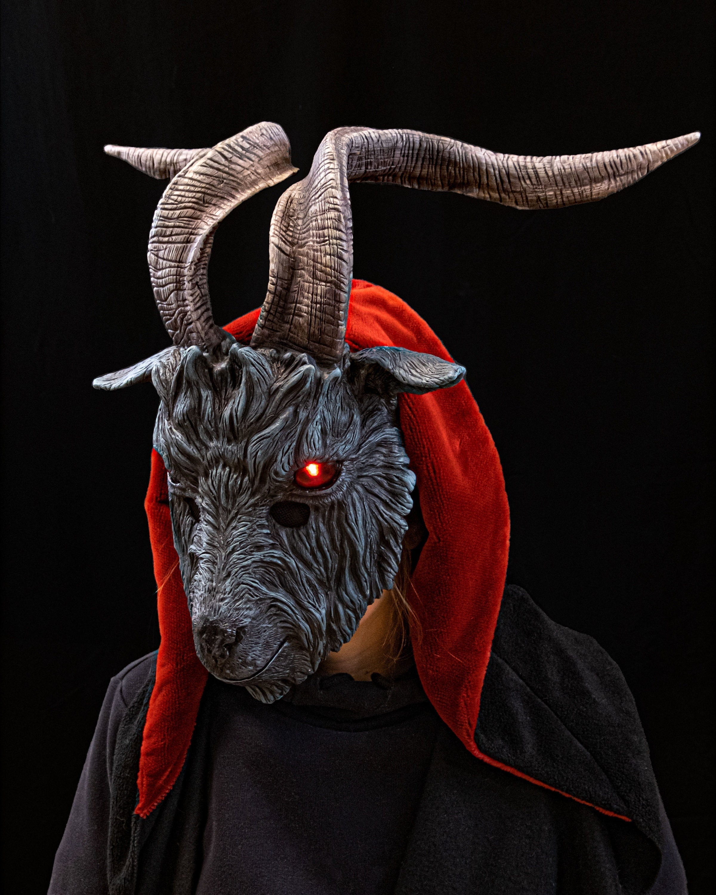 Full Face Scary Demon Goat Skull Mask Horror Movie Decor Devil Head  Halloween Costume 