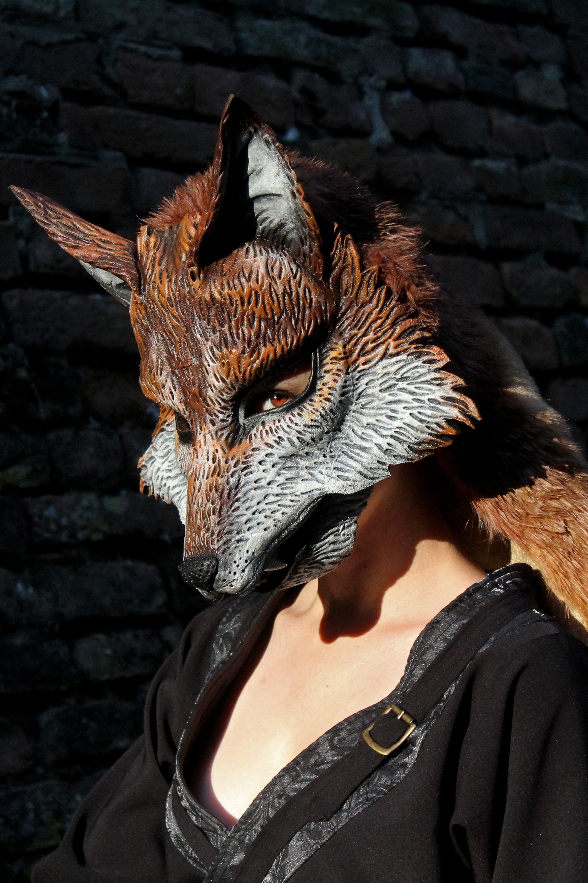 Made To Order Kitsune Fox Mask Animal Brown Vulpix Pokemon Etsy Denmark