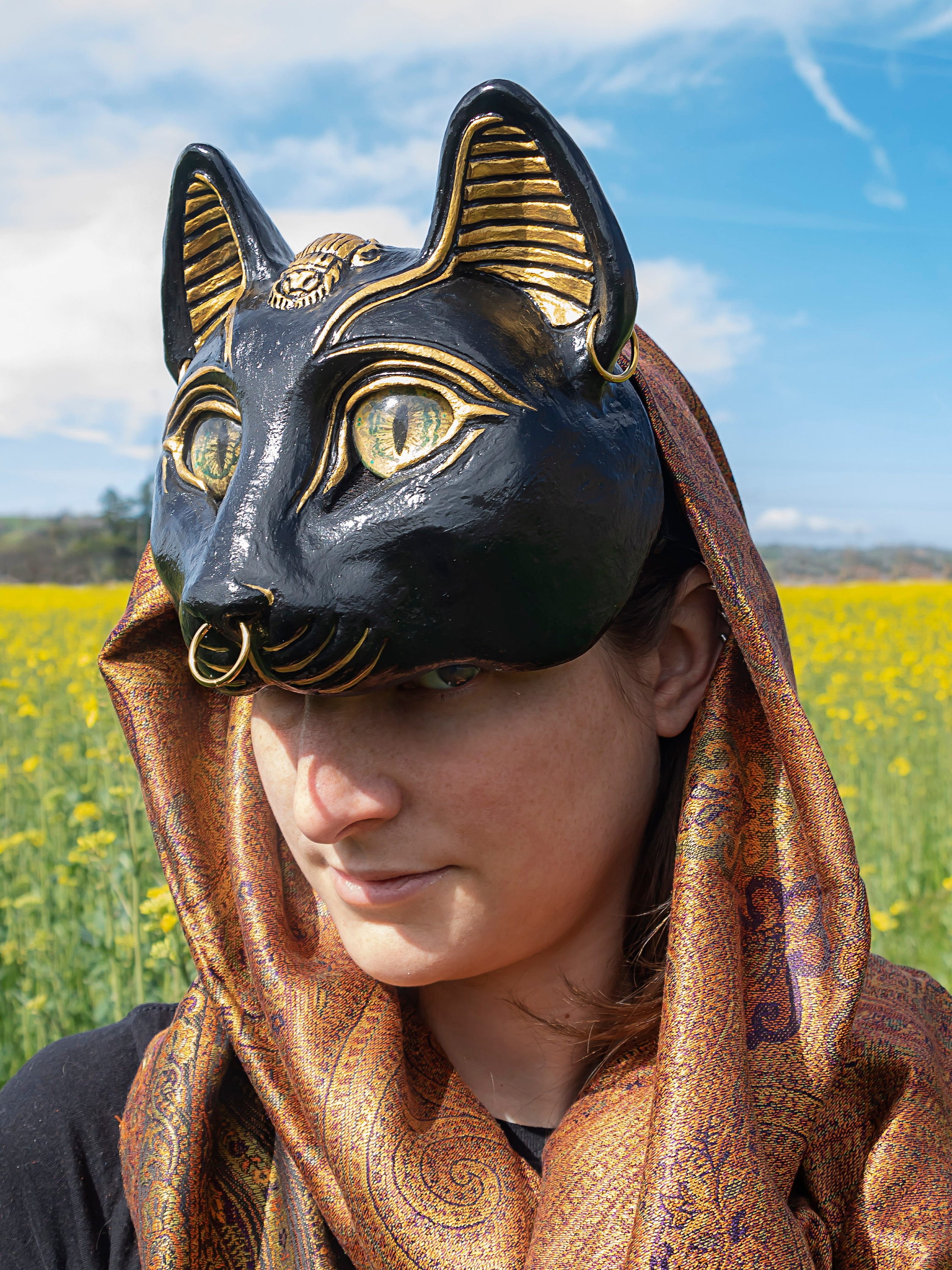Maschera Bastet REALIZZATA SU ORDINAZIONE - Dea Egizia Cosplay Larp - Etsy, image size:2250x3000