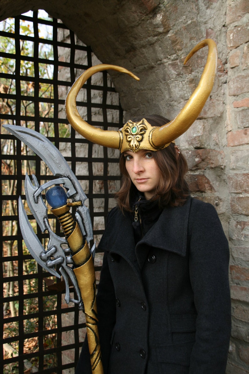 Loki scepter Loki horn MADE TO ORDER gold staff h Etsy