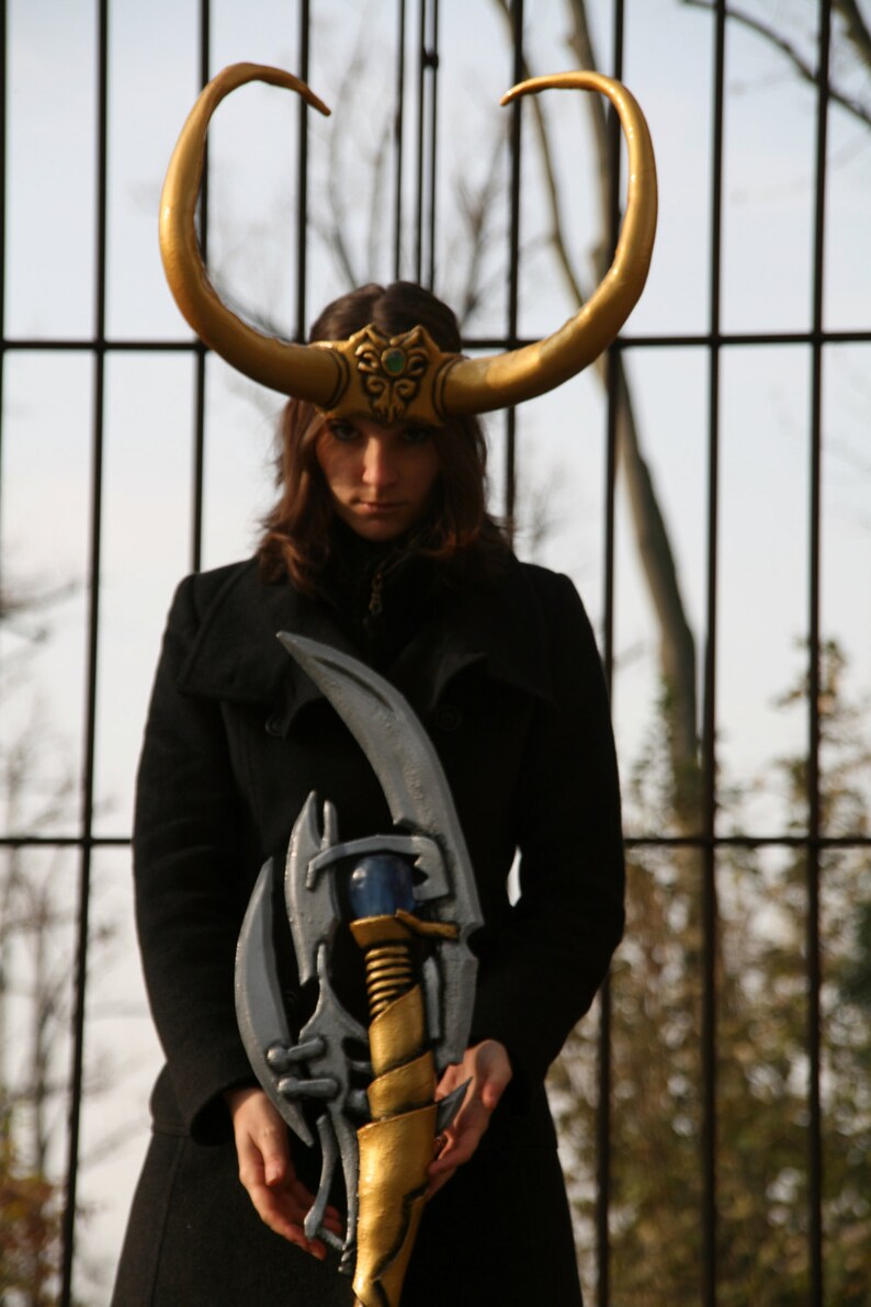 Loki scepter Loki horn MADE TO ORDER gold staff h Etsy