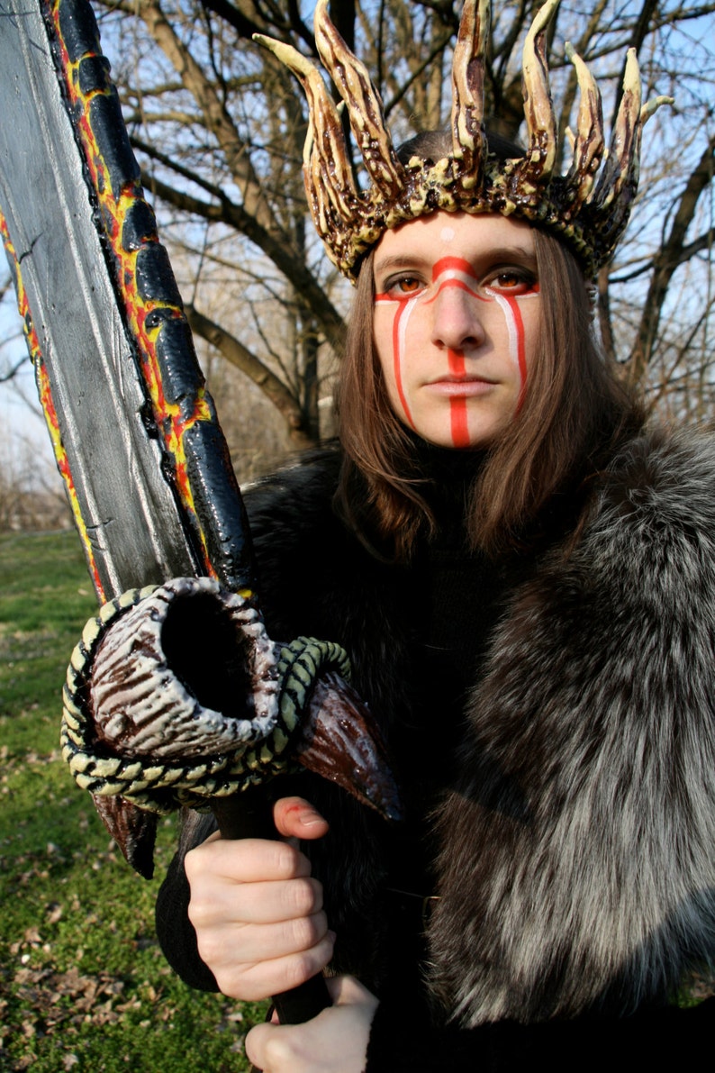 MADE TO ORDER Bastard Sword One Hand and Half Barbarian Fire Etsy