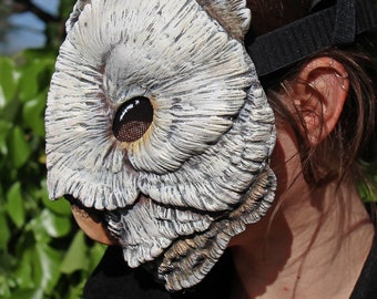 オーダーメイド ホワイトメンフクロウマスク 樹脂製 - コスプレ LARP