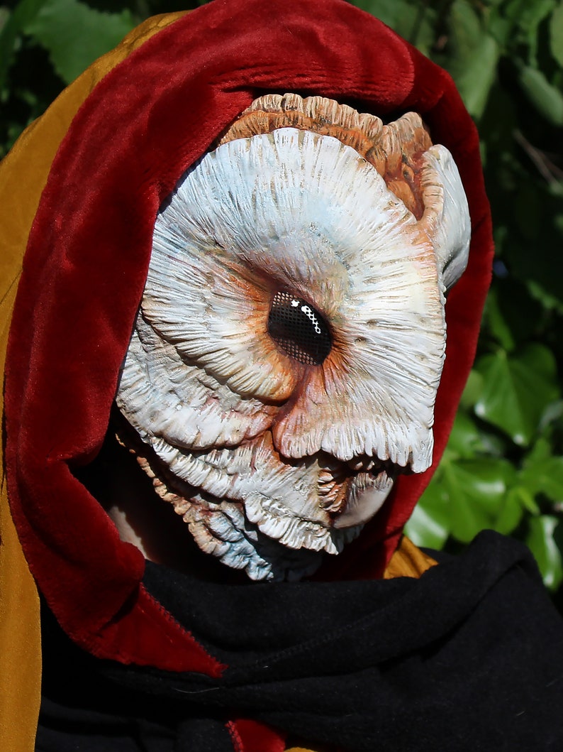 MADE TO ORDER Pink Barn Owl Mask. Handcrafted resin, rainproof. Ideal for Wiccan rituals and cosplay.