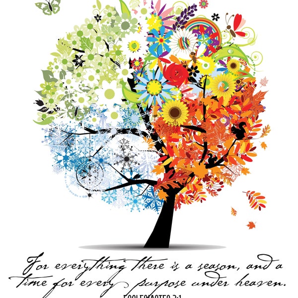 Digital Download - Ecclesiastes 3:1 Tree w Seasons - Personal Use Only - 30 inches x 30 inches Version