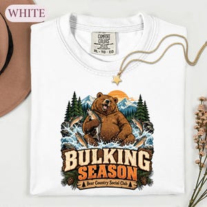 Bulking Season Bear Shirt, Funny Gym Fishing Tee, Outdoorsy Animal Lover Gift