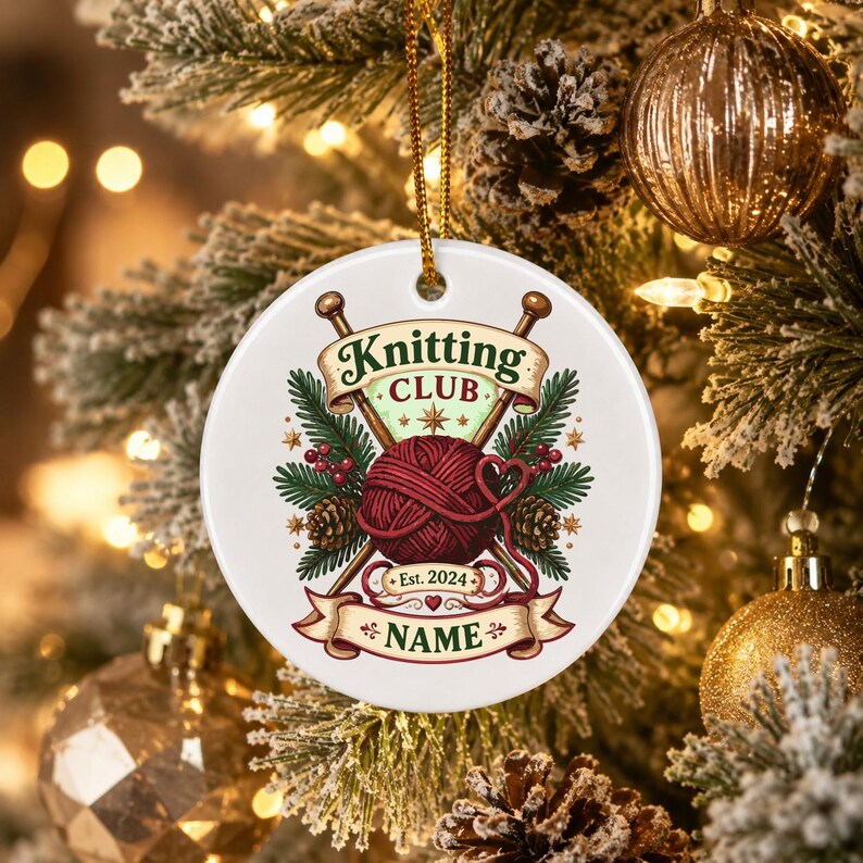 Personalized Knitting Ornament, Custom Knitter Christmas Keepsake, Yarn Lover Holiday Gift