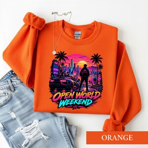 Open World Gamer Shirt, Synthwave Gaming Tee, Retro Neon Video Game Graphic, Gamer Gift