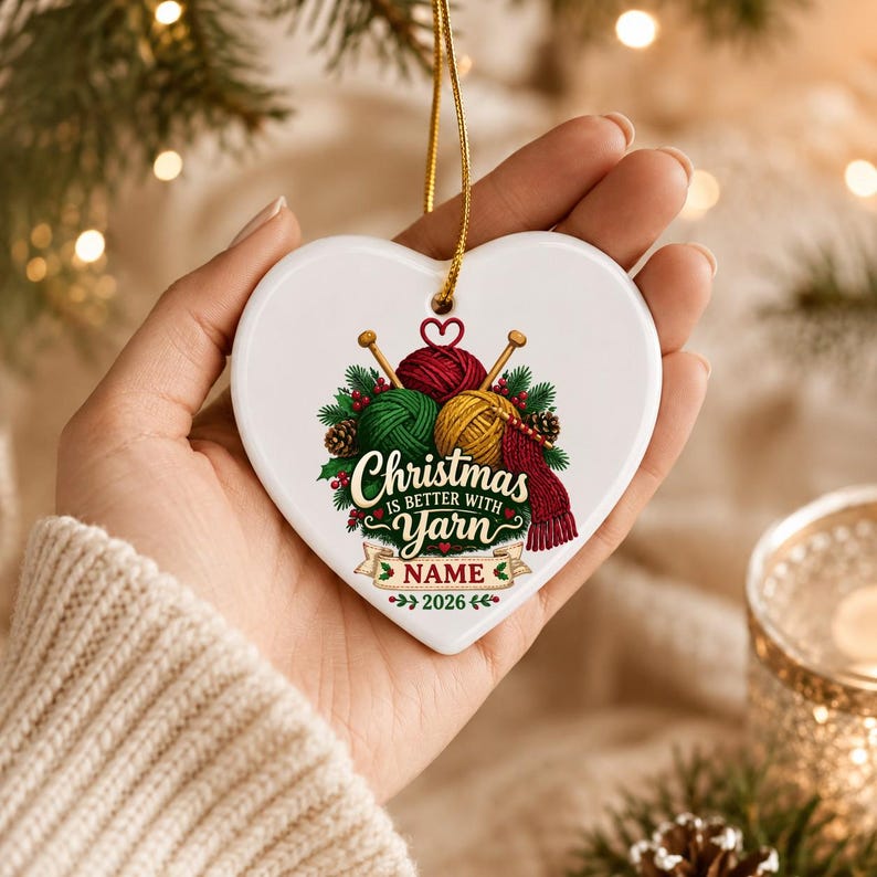 Personalized Knitting Ornament, Custom Yarn Lover Christmas Keepsake, Knit Gift 2026