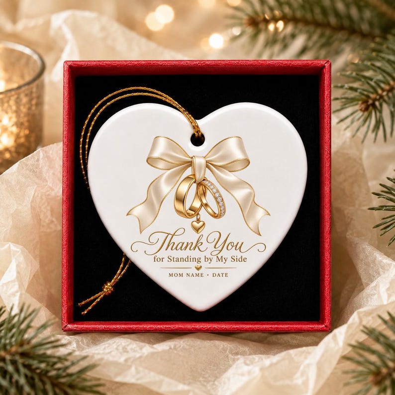 Personalized Mother of the Bride Ornament, Custom Wedding Keepsake, Mom Thank You Gift
