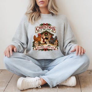 Christmas Chicken Shirt, Farmhouse Holiday Tee, Chicken Lover Gift, Festive Coop Graphic