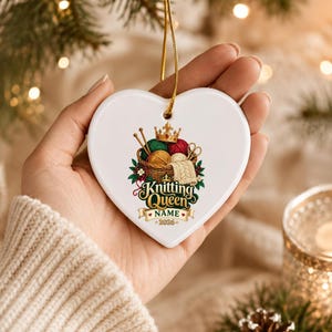 Personalized Knitting Queen Ornament, Custom Knitter Keepsake, 2026 Knit Lover Gift