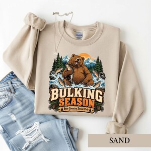 Bulking Season Bear Shirt, Funny Gym Fishing Tee, Outdoorsy Animal Lover Gift