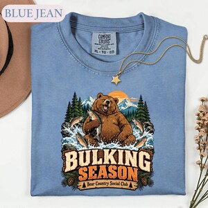 Bulking Season Bear Shirt, Funny Gym Fishing Tee, Outdoorsy Animal Lover Gift