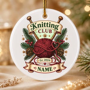 Personalized Knitting Ornament, Custom Knitter Christmas Keepsake, Yarn Lover Holiday Gift