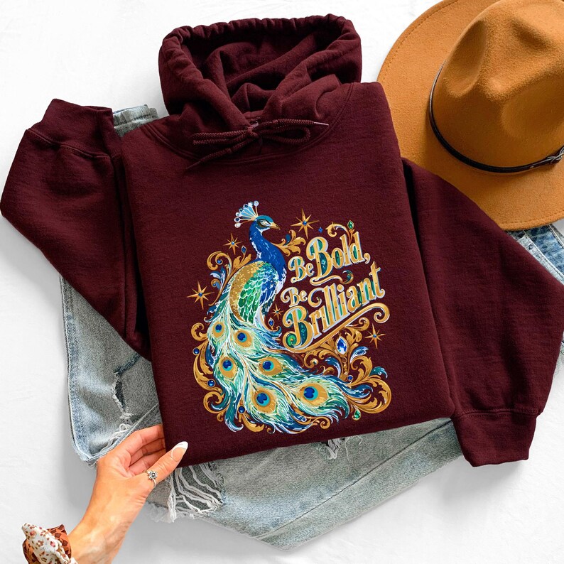 Peacock Shirt, Be Bold Be Brilliant Tee, Inspirational Bird Lover Tshirt, Royal Bird Gift
