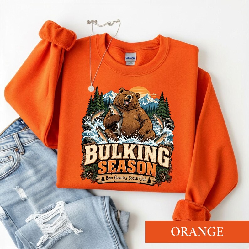 Bulking Season Bear Shirt, Funny Gym Fishing Tee, Outdoorsy Animal Lover Gift