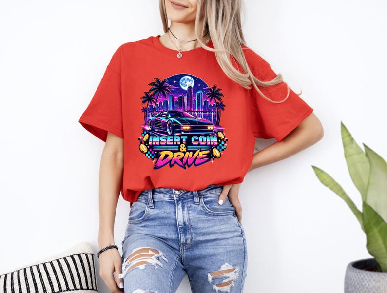 Synthwave Race Car Shirt, Retro Arcade Car Lover Sweatshirt, 80s Outrun Gamer Tee